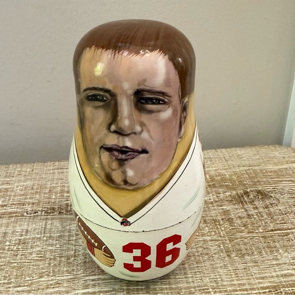 Ohio State Buckeyes Chris Spielman Red and White Nesting Dolls, Set of 3 - Picture 2 of 11